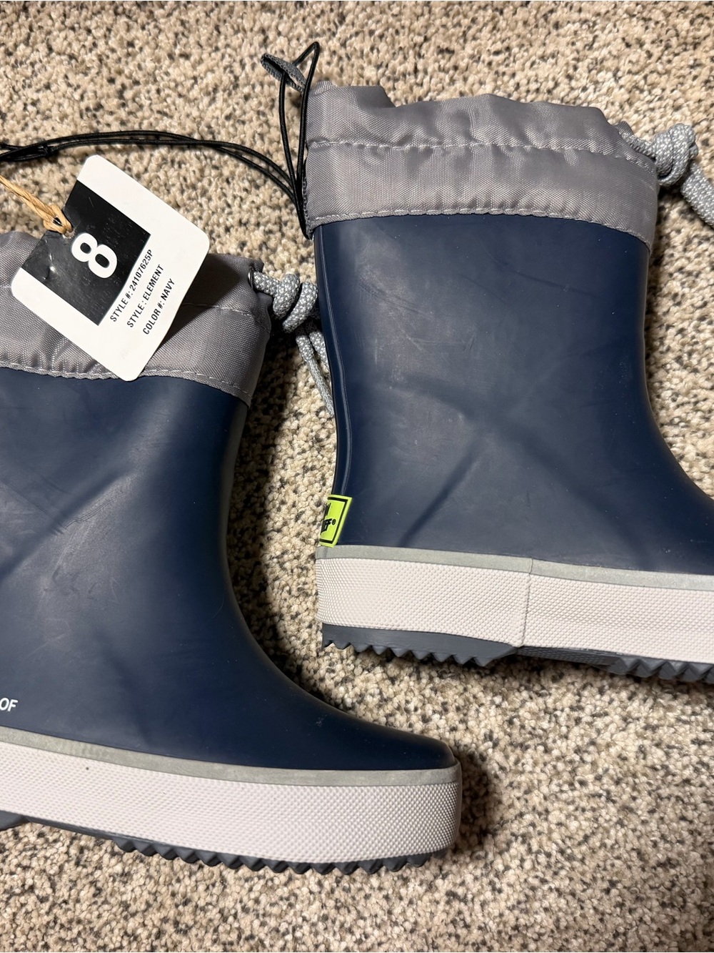 Kids Navy Blue Western Chief Rain Boots with Gray Cuff - Brand: